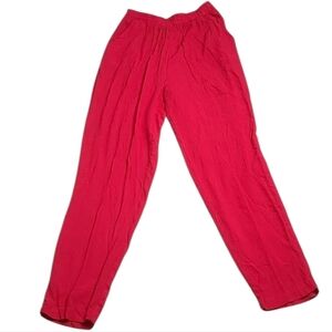 1601 Brand Red Pull On High Waist Crepe Crinkle Pants